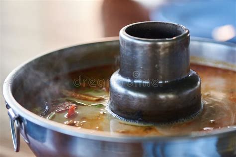 A Pot Of Hot Delicious Tom Yum Goong Stock Photo Image Of Prawn Seafood 128696492