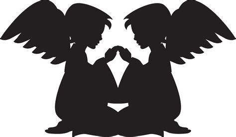 Kneeling Angels in Silhouette Illustration 22160534 Vector Art at Vecteezy