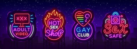 Set Of Neon Signs Adults Only 18 Plus Sex And Xxx Vector Image