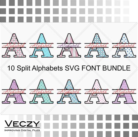 10 Alphabets Svg Font Bundle Split Monogram Svg Svg Files For Cricut