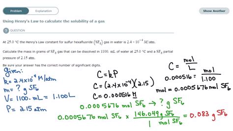 Aleks Using Henry Laws To Calculate The Solubility Of A Gas Youtube