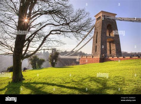 Clifton Suspension Bridge Surrounded By A Park Under The Sunlight In