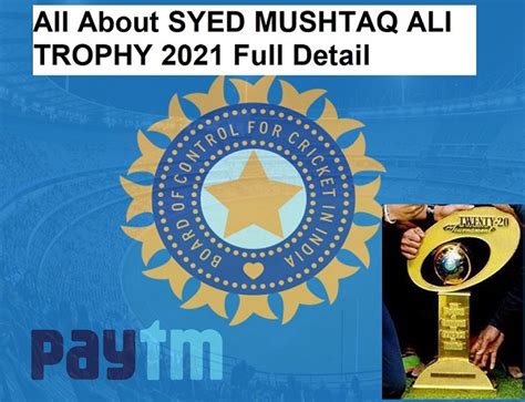 Syed Mushtaq Ali Trophy 2021 Live Telecast Schedule, Teams, Players ...