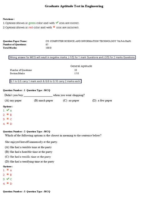 Graduate Aptitude Test in Engineering | PDF