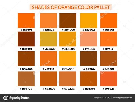 Set Orange Color Palette Dengan Kode Hex Rgb Warna Metal Vektor Stok