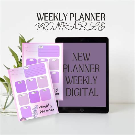 Weekly Planner Printable Landscape Minimalist Weekly Etsy