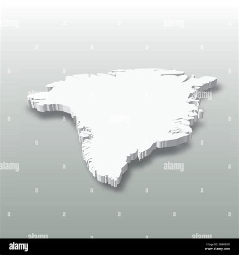 Groenlandia Mapa De La Silueta Blanca 3d De La Zona Del País Con