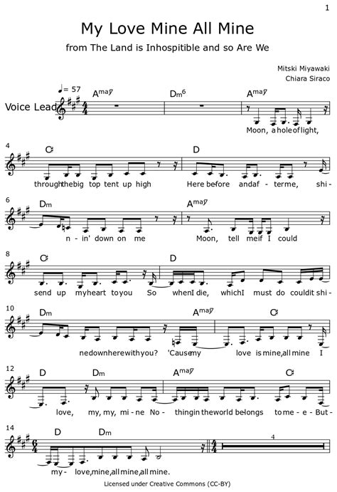 My Love Mine All Mine - Sheet music for Voice Lead