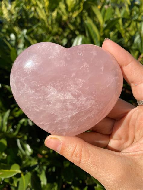 Large Pink Rose Quartz Polished Heart Shaped Natural Stone Etsy