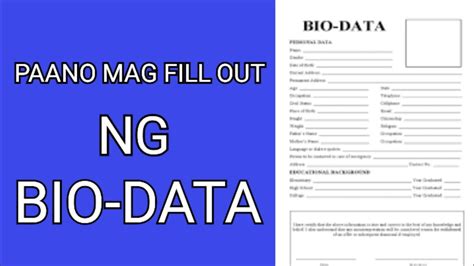 PAANO MAG FILL OUT NG BIO DATA PAANO MAG FILL UP NG BIODATA HOW TO