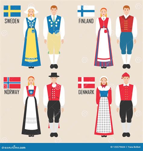 Scandinavian Man and Woman in Traditional Costumes Stock Vector ...