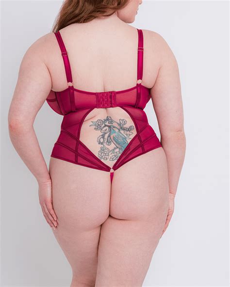 Senses Plunge Bodysuit Cherry Tkd Lingerie