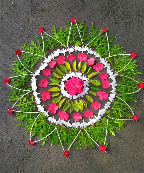 Pookalam design | Simple flower design, Rangoli designs flower ...