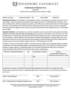 Fillable Online Independent Verification Worksheet V 2019 2020 1 V1