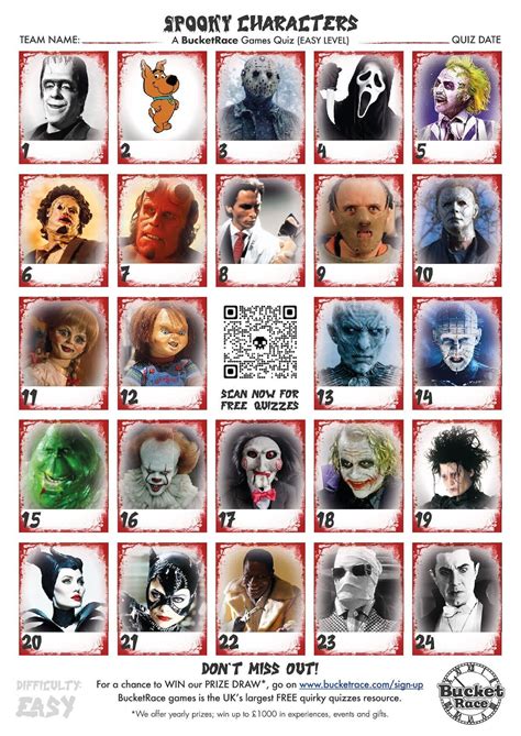 Printable Halloween Spooky Character Picture Quiz Easy Level Etsy