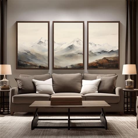 Zen Mountain Triptych Wall Art Canvas Print Set of 3 Serene Landscape ...