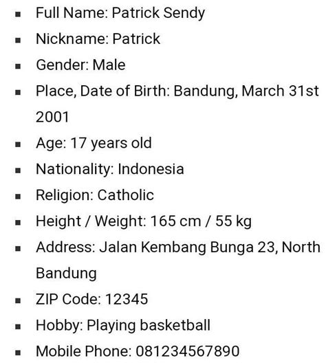 Contoh Biodata Lengkap Dalam Bahasa Inggris Dan Artinya Riset