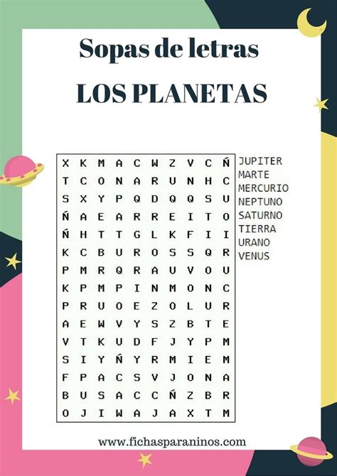 Sopas De Letras De Los Planetas Del Sistema Solar Para Que Los Niños