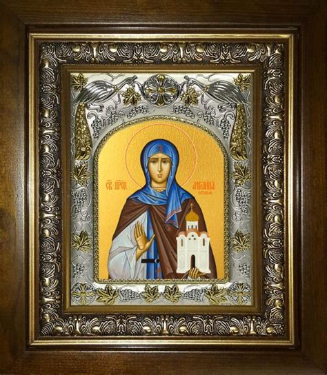 Икона Ангелина Сербская блаженная, 14х18 см, в окладе и киоте ...