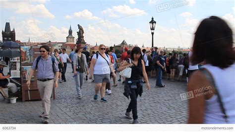 Prague, Czech Republic. People On The Charles Brid Stock video footage ...