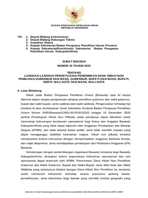 Surat Edaran Tata Cara Penerimaan Hibah Non Pemilihan Pdf