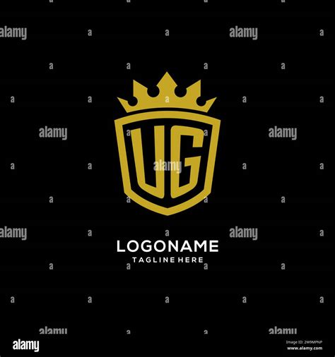 Initial Ug Logo Shield Crown Style Luxury Elegant Monogram Logo Design