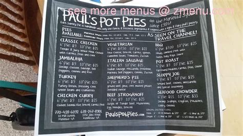 Menu At Paul S Pot Pies Desserts Marietta