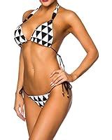 Schwarze Retro Bikini Mit Wei En Punkten Und Hochgeschnittener Bikinihose Amazon De Bekleidung