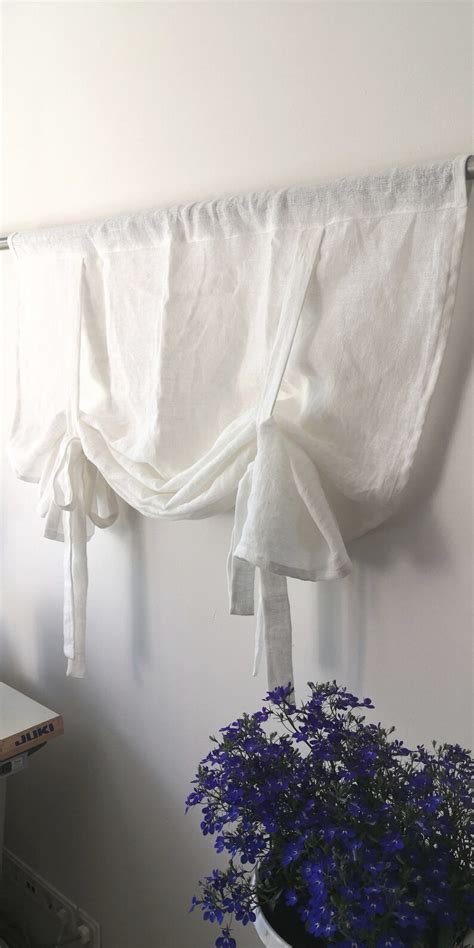 37 Long Burlap Curtain Off White Linen Curtaintie Up Etsy