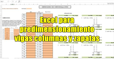 Excel Para Predimensionamiento De Vigas Columnas Y Zapatas Calculo De Vigas Plantillas Excel