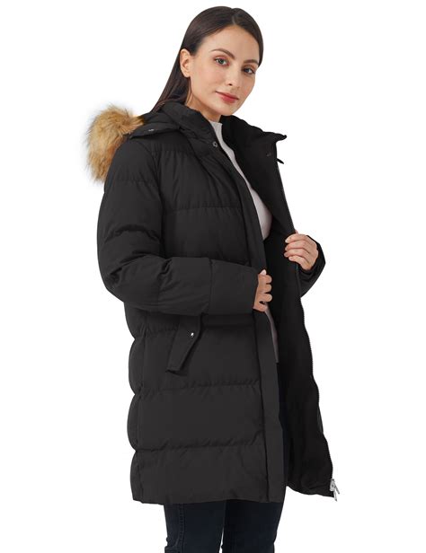 Wenven Women S Winter Coat Puffer Coat Warm Quilted Jacket With Hood Black Xl