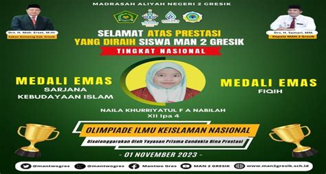 Naila Khurriyatul F A Nabilah Siswa Man Gresik Sabet Dua Medali