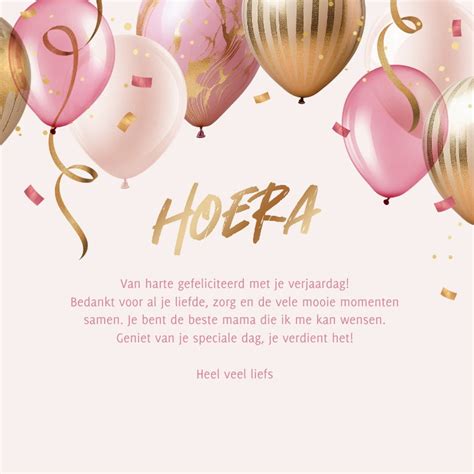 Verjaardagskaart Jarige Mama Ballonnen Confetti Kaartje Go