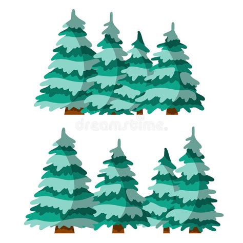 Set Of Winter Tree Element Of Nature And Forests Stock Vector