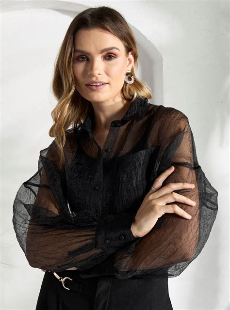 Shop Textured Organza Sheer Shirt Online Max Saudi