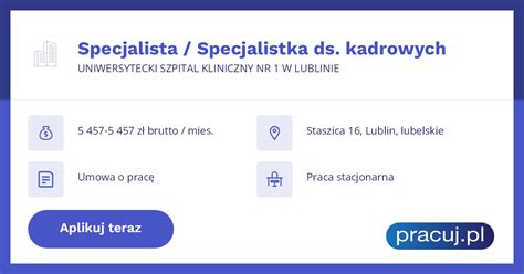 Oferta Pracy Specjalista Specjalistka Ds Kadrowych Uniwersytecki