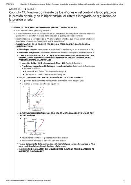 Cap 19 Función Dominante De Los Riñones En El Control A Largo Plazo De La Presión Arterial Y