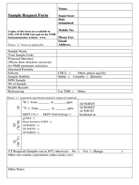 Fillable Online NMR Sample Request Form Fax Email Print PdfFiller