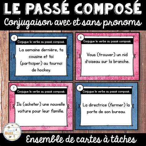 Verbes au passé composé Cartes à tâches