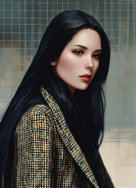 Lexica Digital Art Painting Of A Mysterious Woman With Long Silky