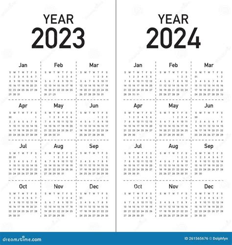 2023 2024 Calendar Year Vector Design Template