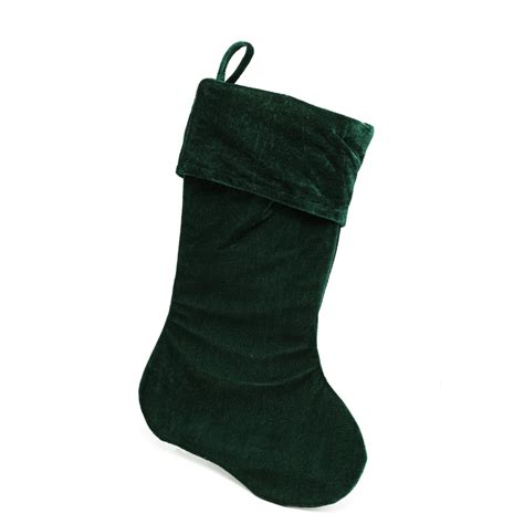 18 Traditional Solid Green Velvet Hanging Christmas Stocking