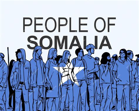 Premium Vector | People of somalia with flag silhouette of many people