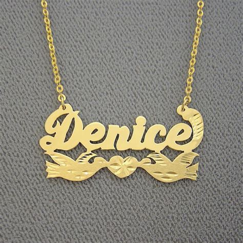 10k Or 14k Solid Gold Personalized Name Necklace 2 Kissing Etsy