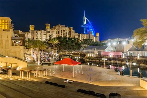 Night view of Burj Al Arab stock photo. Image of modern - 187525360