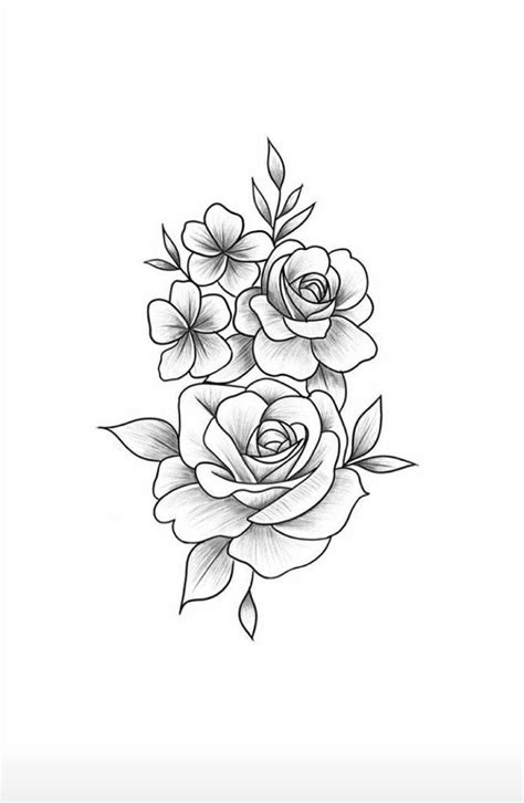 Stunning Mini Rose Tattoo Stencil Picture Flower Tattoo Stencils Rose