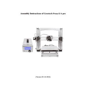 Fillable Online Assembly Instructions Of Geeetech Prusa I3 A Pro Fax