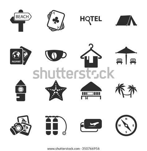 Beach Icons Set Stock Vector Royalty Free 350766956 Shutterstock