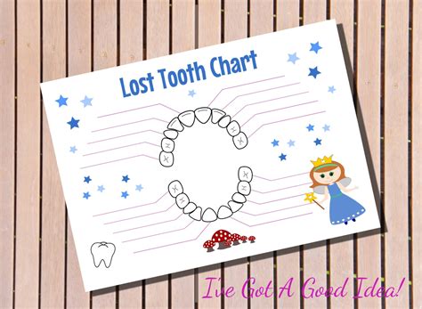 Tooth Fairy Lost Tooth Chart Printable Blue