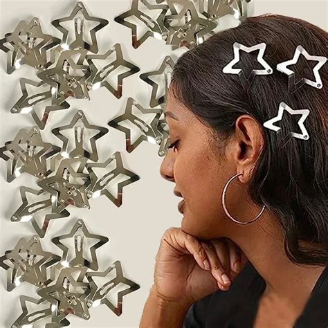 10 25 50 100 200pcs Sliver Y2K Star BB Hair Clips For Girl Metal Snap